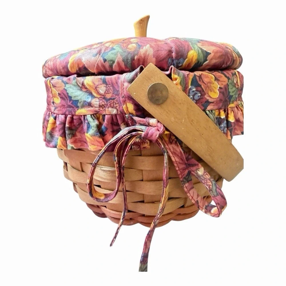 Longaberger Hostess Large Pumpkin Basket W/ Fall Foliage Fabric Liner & Lid